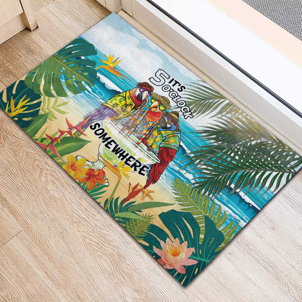 It's 5 o'clock Somewhere Rubber Doormat Beach Party - Polynesian Pride