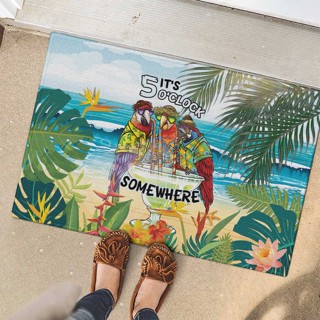 It's 5 o'clock Somewhere Rubber Doormat Beach Party - Polynesian Pride