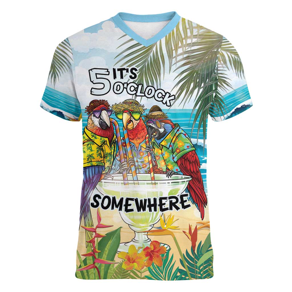 It's 5 o'clock Somewhere Women V-Neck T-Shirt Beach Party - Polynesian Pride