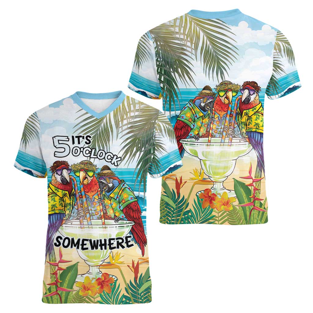 It's 5 o'clock Somewhere Women V-Neck T-Shirt Beach Party - Polynesian Pride