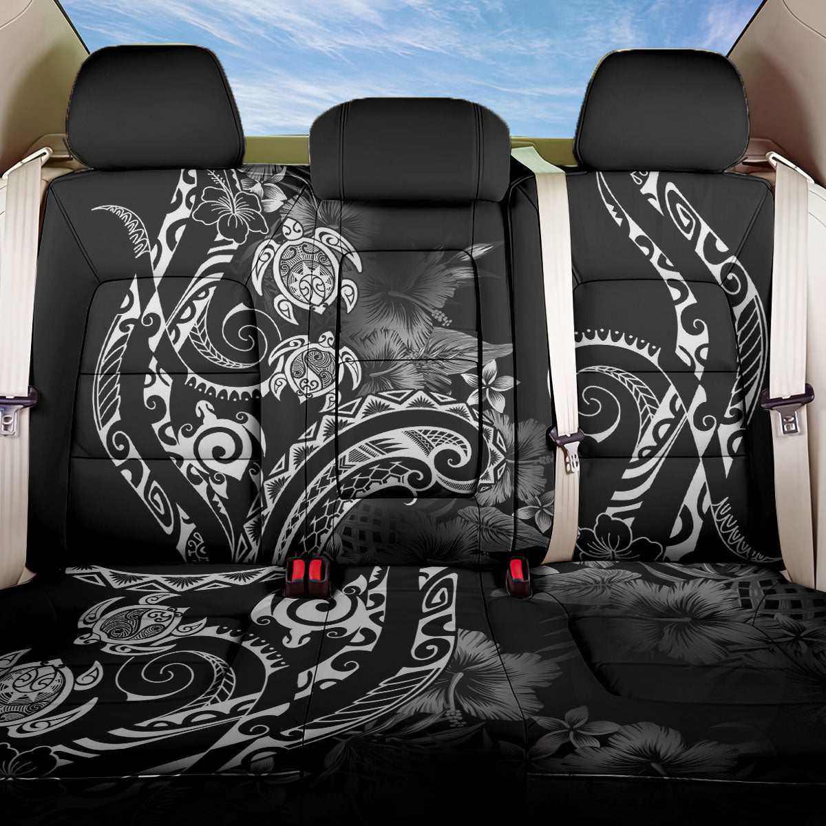 Aloha Hawaii Turtles Floral Back Car Seat Cover Obsidian Glaze
