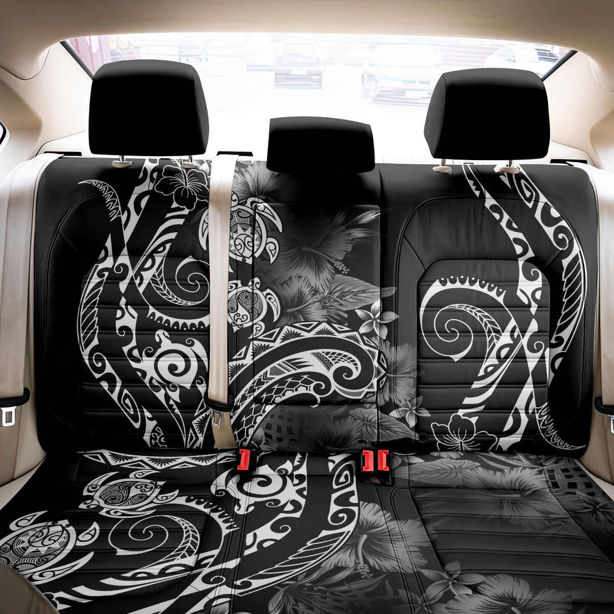 Aloha Hawaii Turtles Floral Back Car Seat Cover Obsidian Glaze