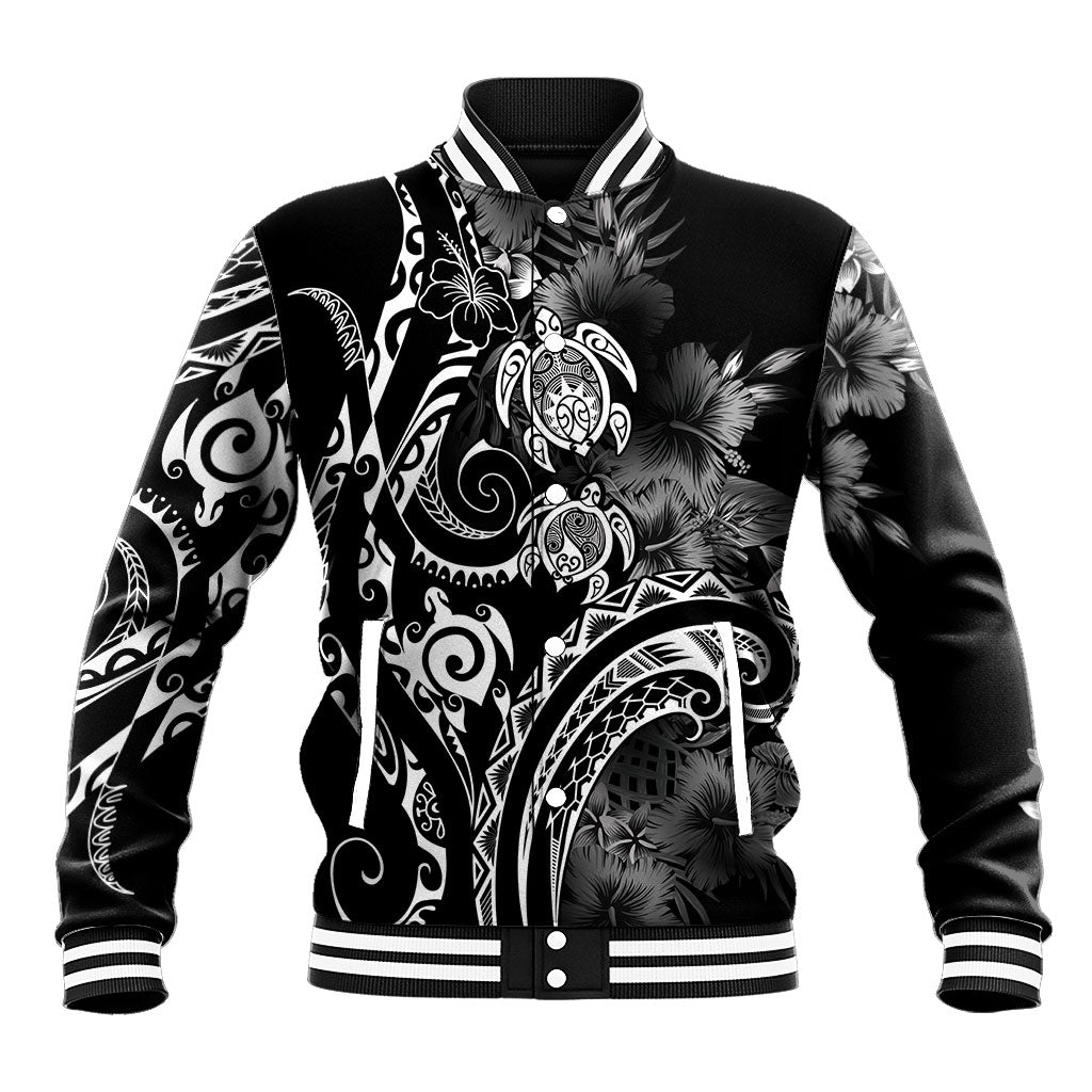 Aloha Hawaii Turtles Floral Baseball Jacket Obsidian Glaze