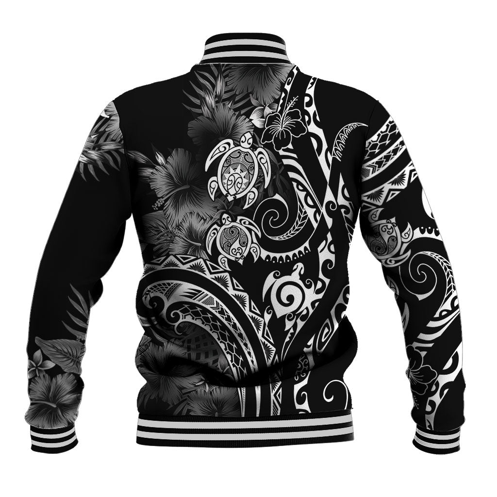 Aloha Hawaii Turtles Floral Baseball Jacket Obsidian Glaze