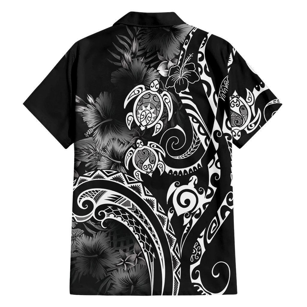 Aloha Hawaii Turtles Floral Family Matching Off Shoulder Maxi Dress and Hawaiian Shirt Obsidian Glaze
