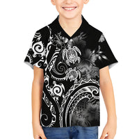 Aloha Hawaii Turtles Floral Family Matching Off Shoulder Short Dress and Hawaiian Shirt Obsidian Glaze