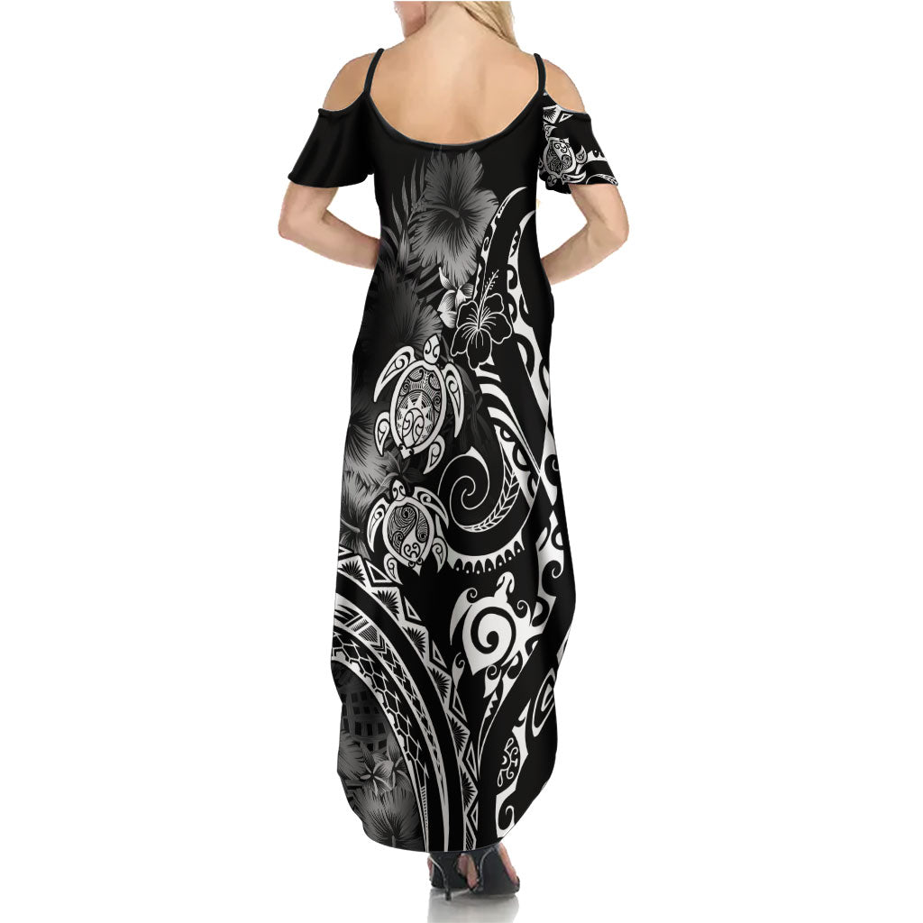 Aloha Hawaii Turtles Floral Family Matching Summer Maxi Dress and Hawaiian Shirt Obsidian Glaze
