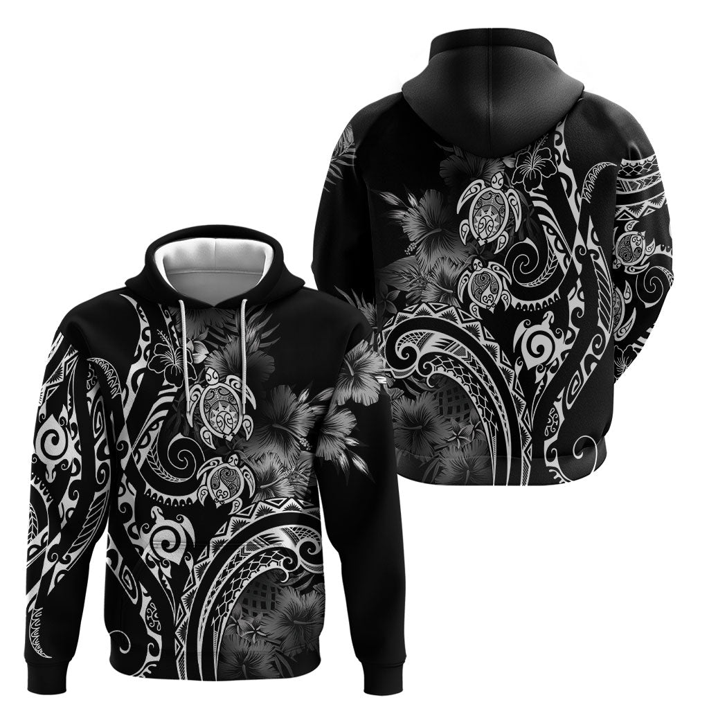 Aloha Hawaii Turtles Floral Hoodie Obsidian Glaze