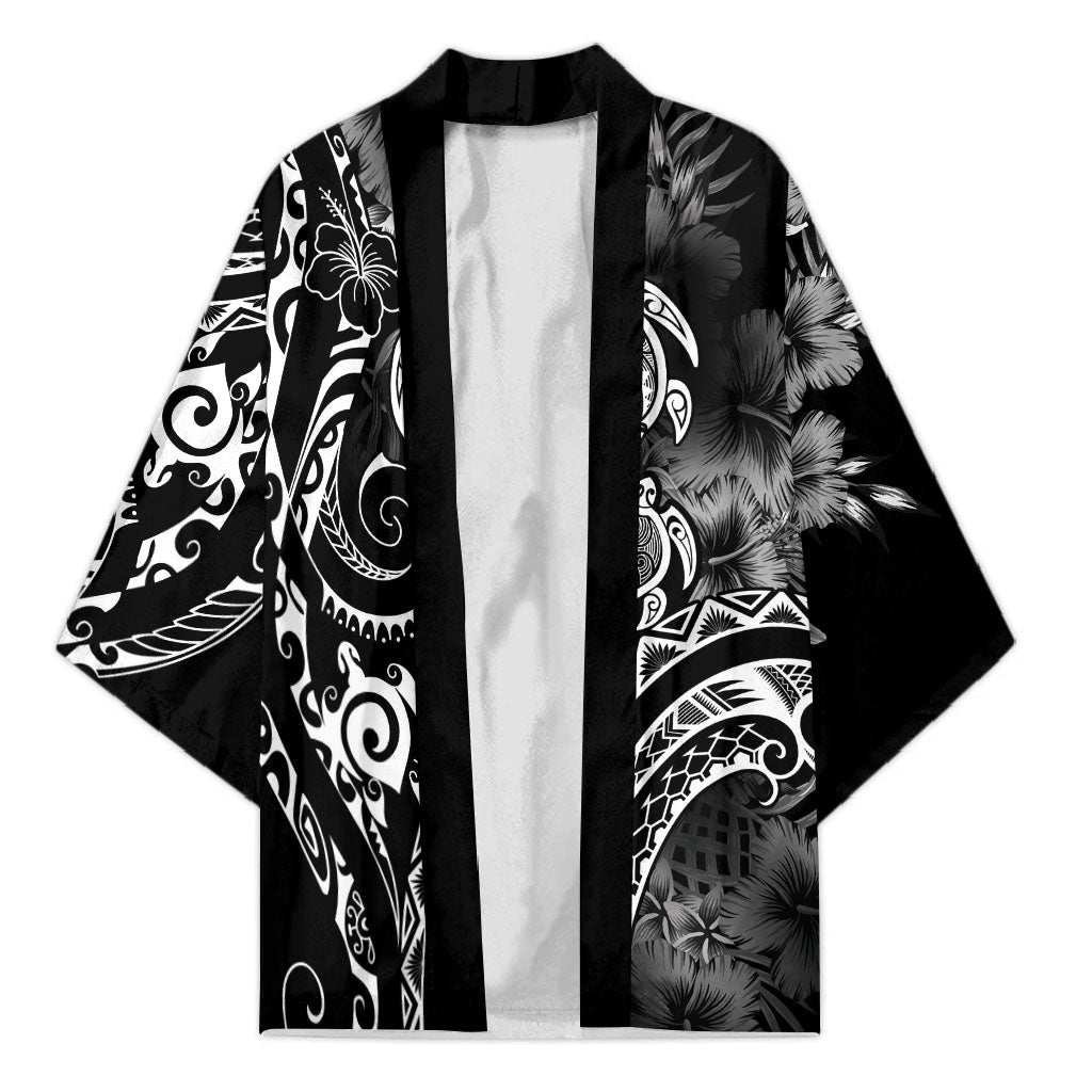 Aloha Hawaii Turtles Floral Kimono Obsidian Glaze