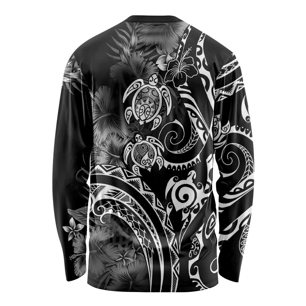 Aloha Hawaii Turtles Floral Long Sleeve Shirt Obsidian Glaze