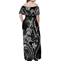 Aloha Hawaii Turtles Floral Off Shoulder Maxi Dress Obsidian Glaze