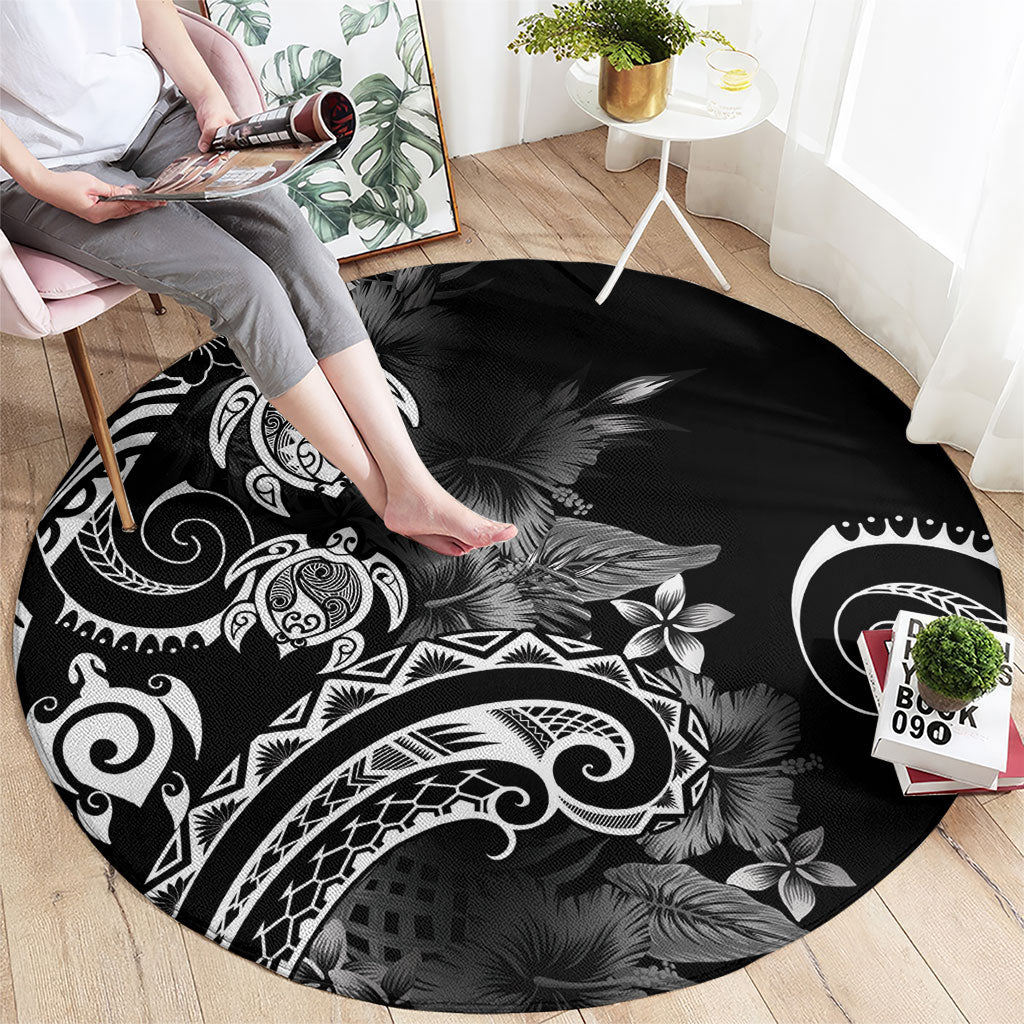 Aloha Hawaii Turtles Floral Round Carpet Obsidian Glaze