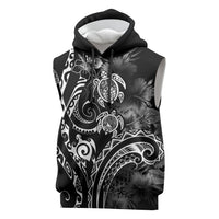 Aloha Hawaii Turtles Floral Sleeveless Hoodie Obsidian Glaze
