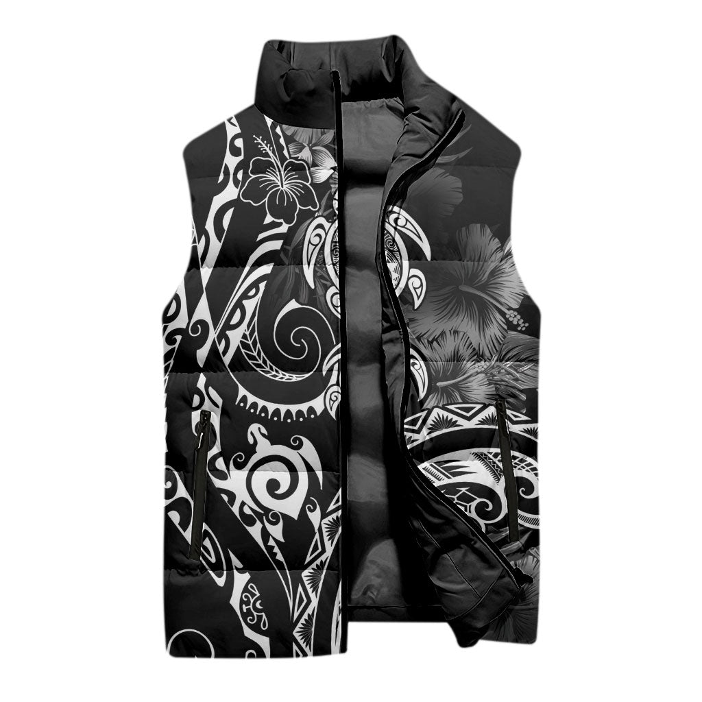Aloha Hawaii Turtles Floral Sleeveless Puffer Jacket Obsidian Glaze