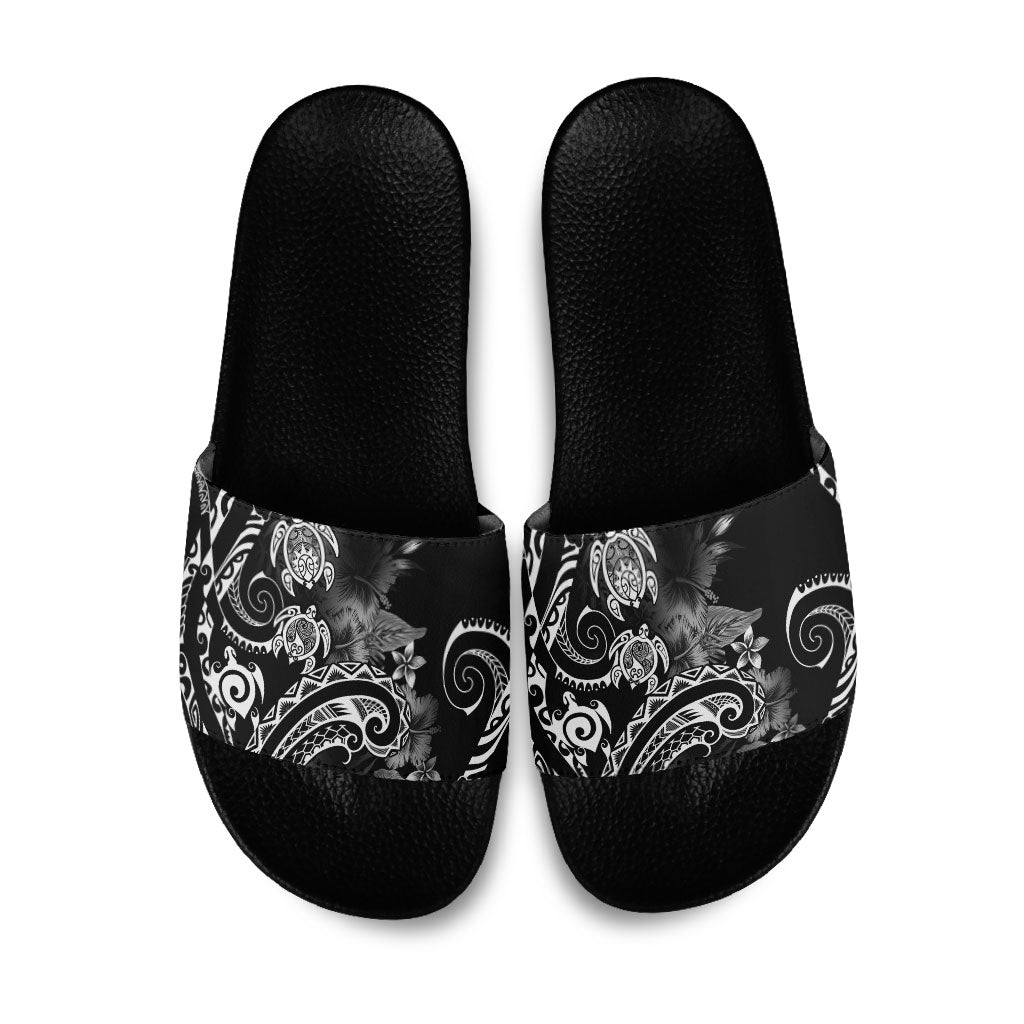 Aloha Hawaii Turtles Floral Slide Sandals Obsidian Glaze