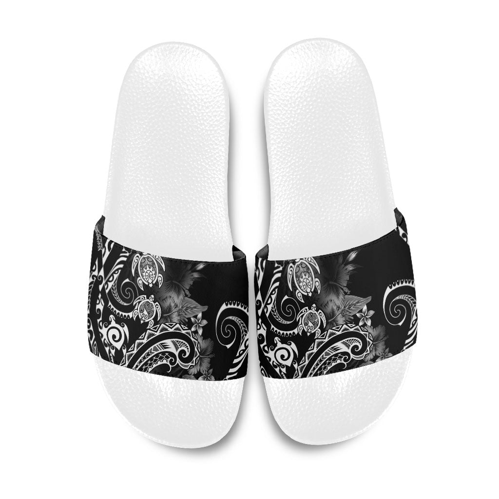 Aloha Hawaii Turtles Floral Slide Sandals Obsidian Glaze