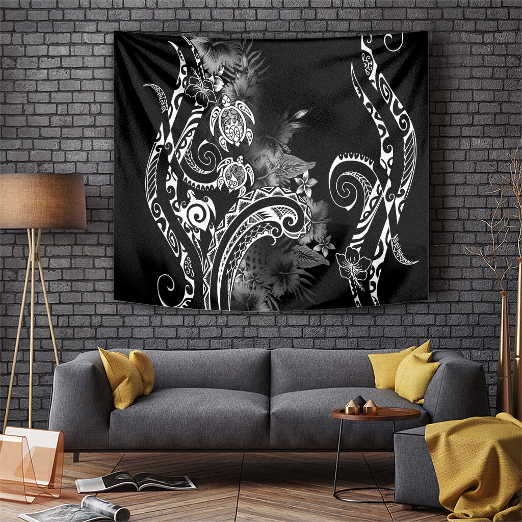 Aloha Hawaii Turtles Floral Tapestry Obsidian Glaze