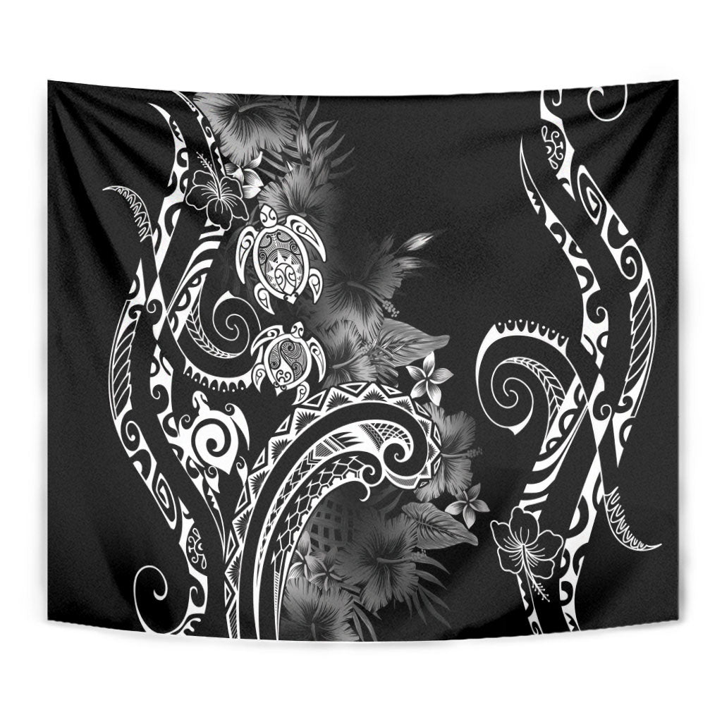 Aloha Hawaii Turtles Floral Tapestry Obsidian Glaze