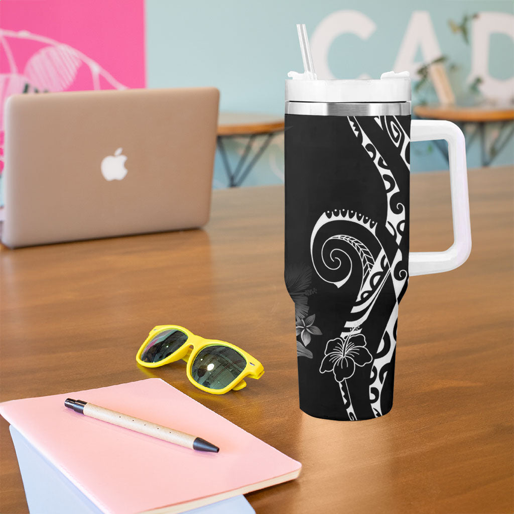 Aloha Hawaii Turtles Floral Tumbler With Handle Obsidian Glaze