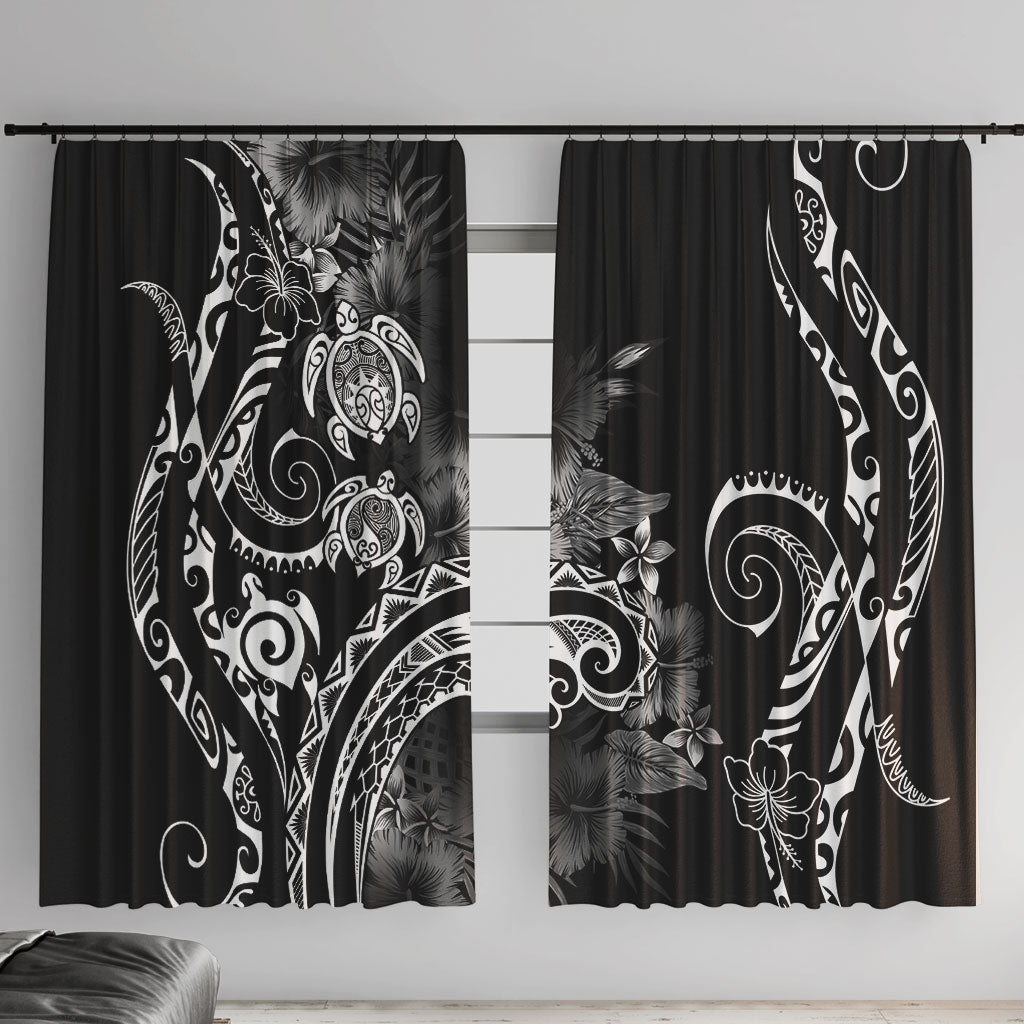 Aloha Hawaii Turtles Floral Window Curtain Obsidian Glaze