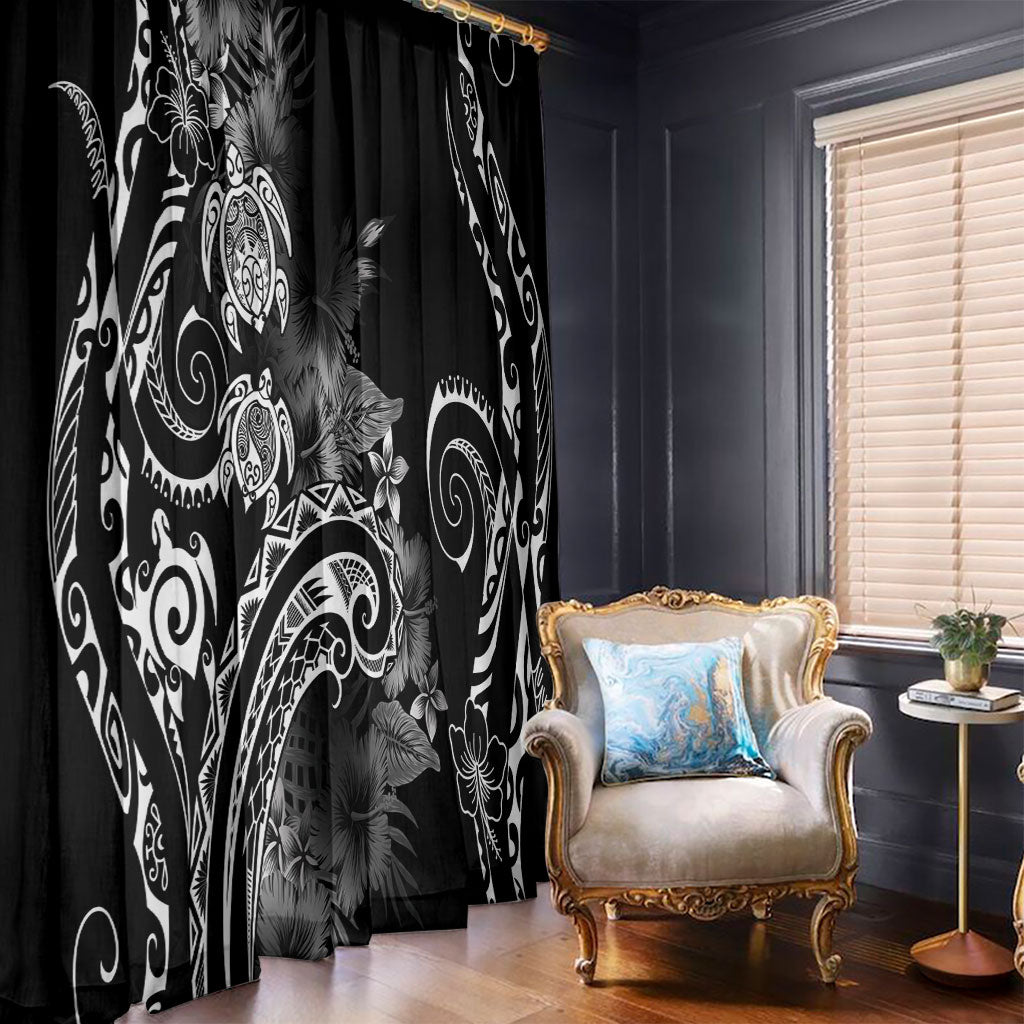 Aloha Hawaii Turtles Floral Window Curtain Obsidian Glaze