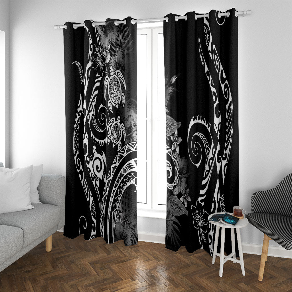Aloha Hawaii Turtles Floral Window Curtain Obsidian Glaze