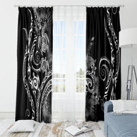 Aloha Hawaii Turtles Floral Window Curtain Obsidian Glaze