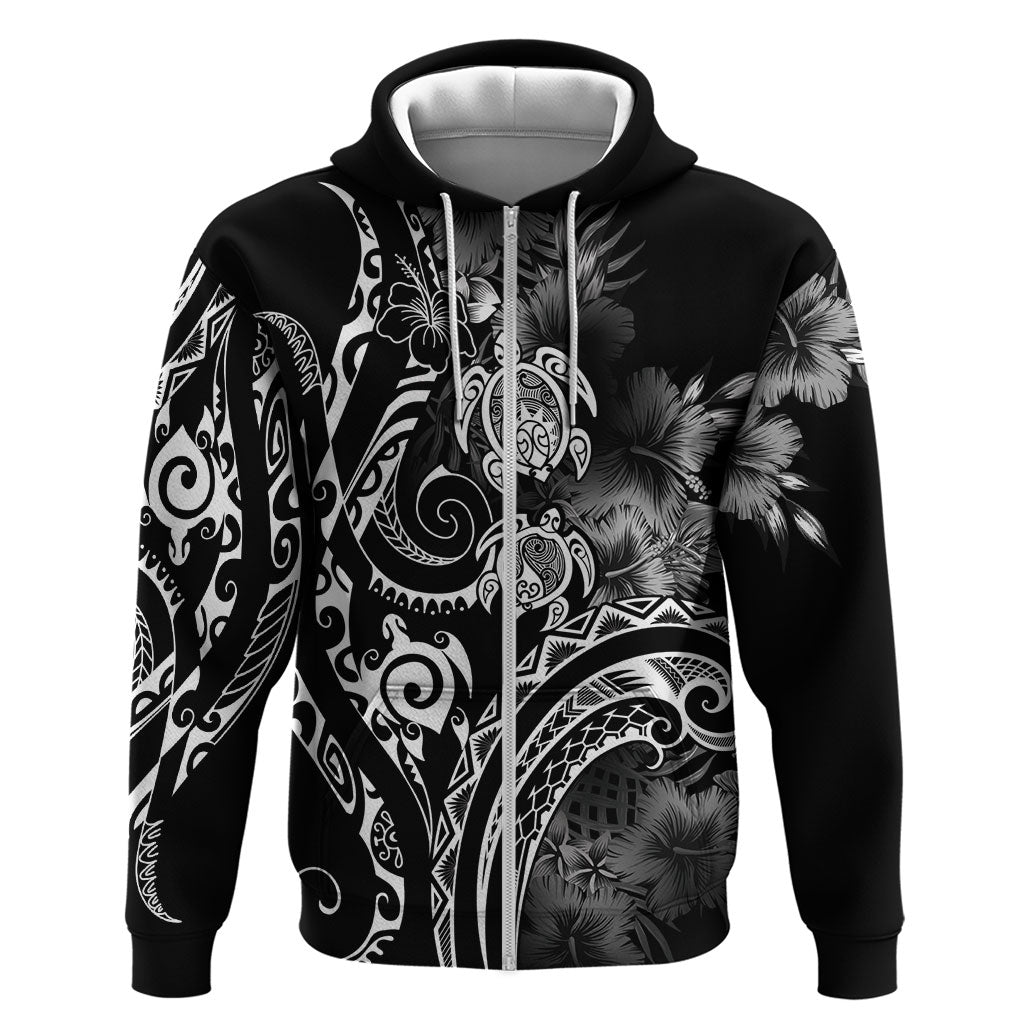 Aloha Hawaii Turtles Floral Zip Hoodie Obsidian Glaze