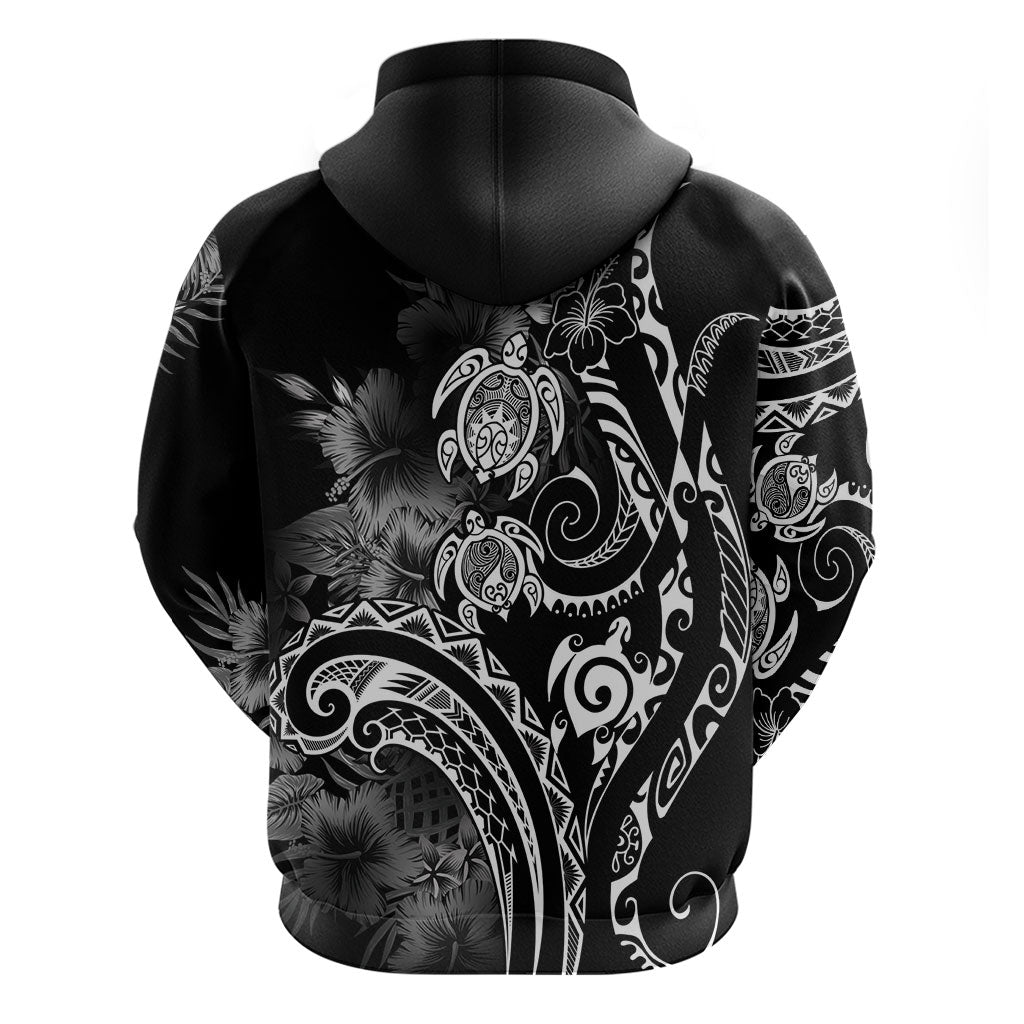 Aloha Hawaii Turtles Floral Zip Hoodie Obsidian Glaze