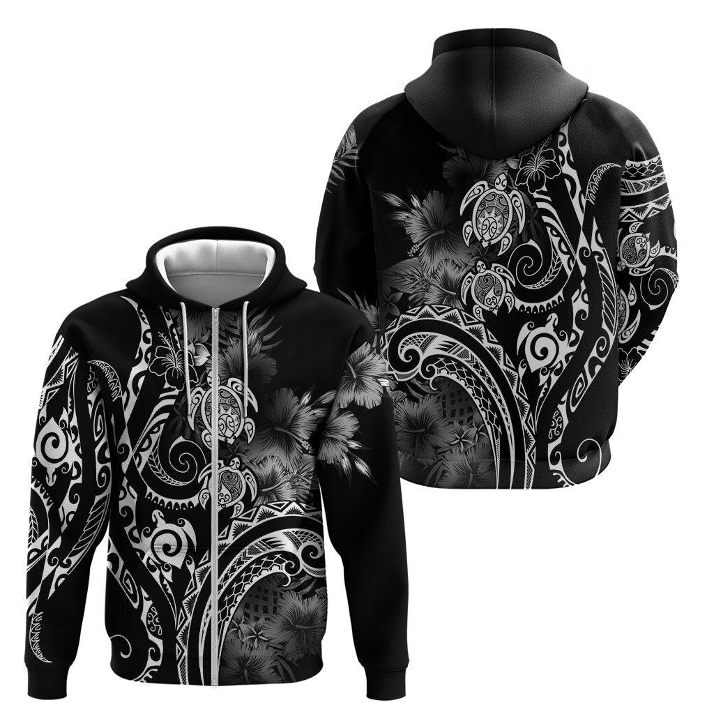 Aloha Hawaii Turtles Floral Zip Hoodie Obsidian Glaze