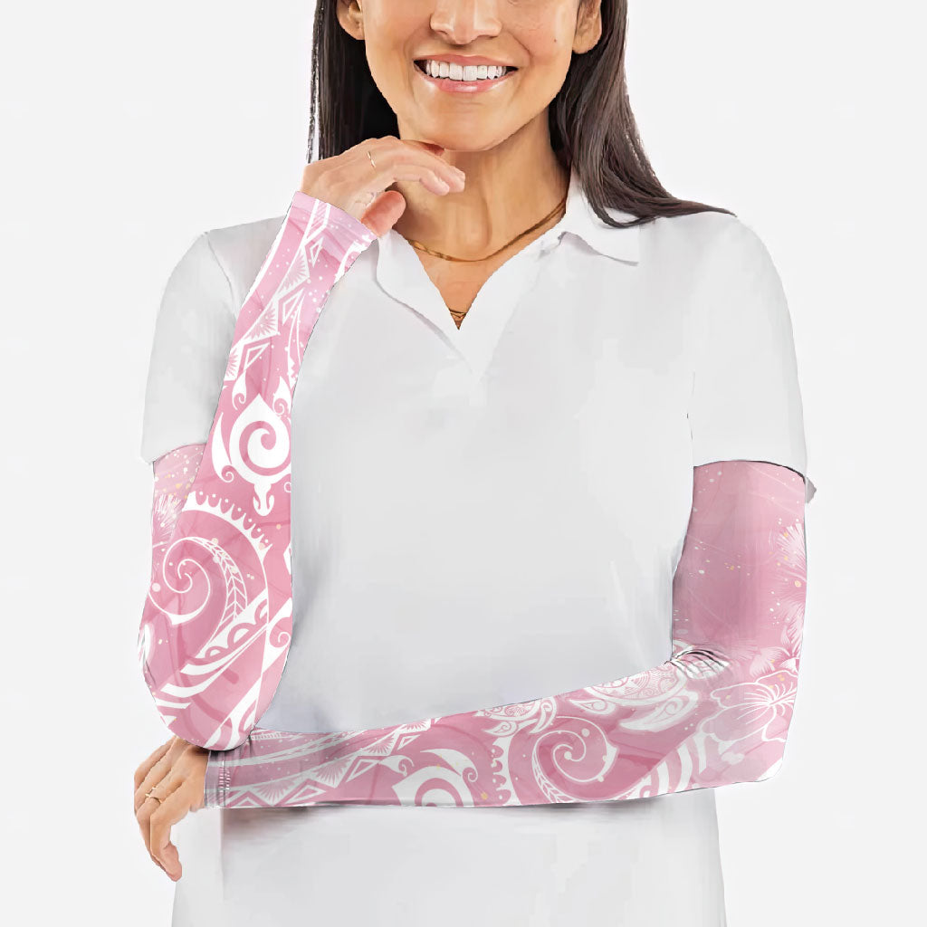 Aloha Hawaii Turtles Floral Arm Sleeves Pink Marbles Glaze