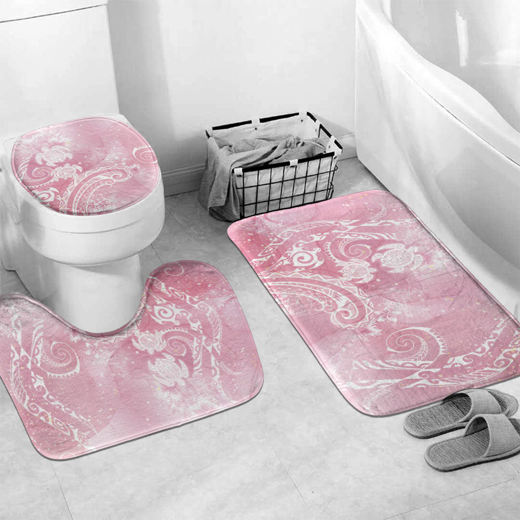 Aloha Hawaii Turtles Floral Bathroom Set Pink Marbles Glaze