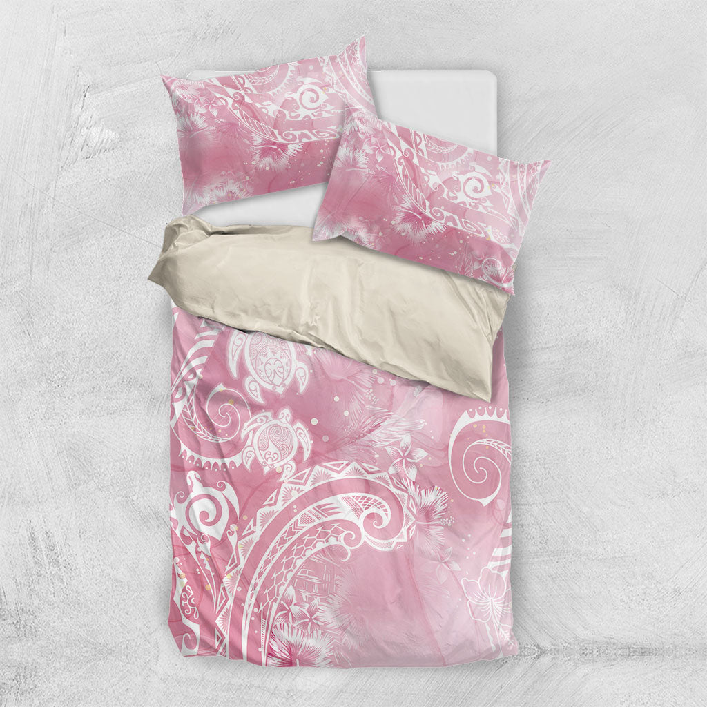 Aloha Hawaii Turtles Floral Bedding Set Pink Marbles Glaze
