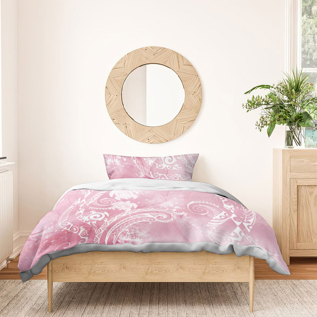 Aloha Hawaii Turtles Floral Bedding Set Pink Marbles Glaze