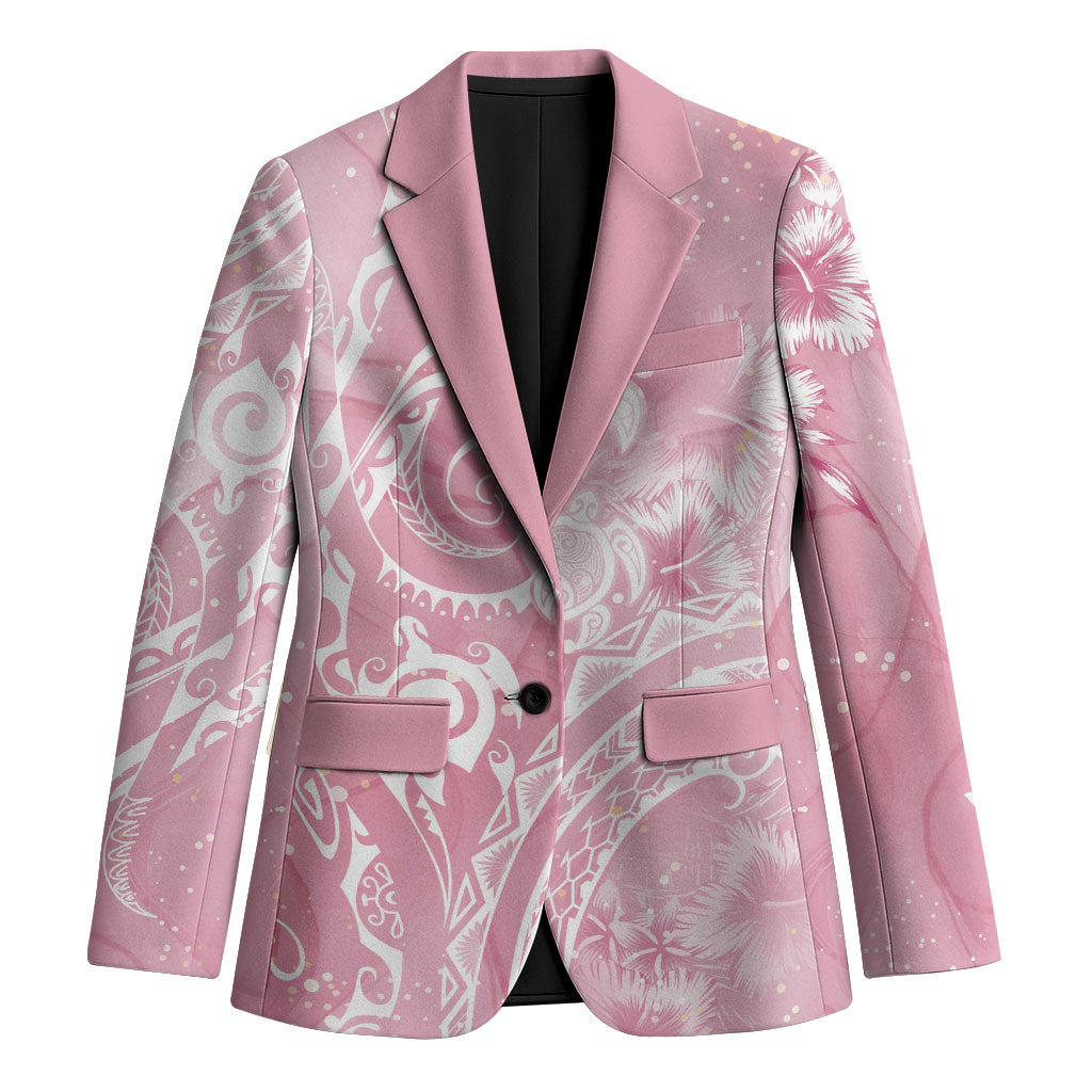 Aloha Hawaii Turtles Floral Blazer Pink Marbles Glaze LT7 Unisex Pink - Polynesian Pride