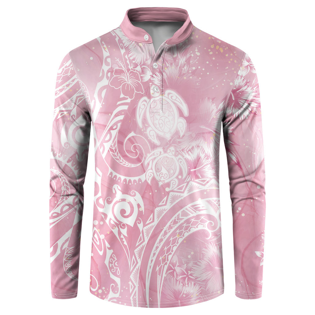 Aloha Hawaii Turtles Floral Button Sweatshirt Pink Marbles Glaze LT7 Pink - Polynesian Pride