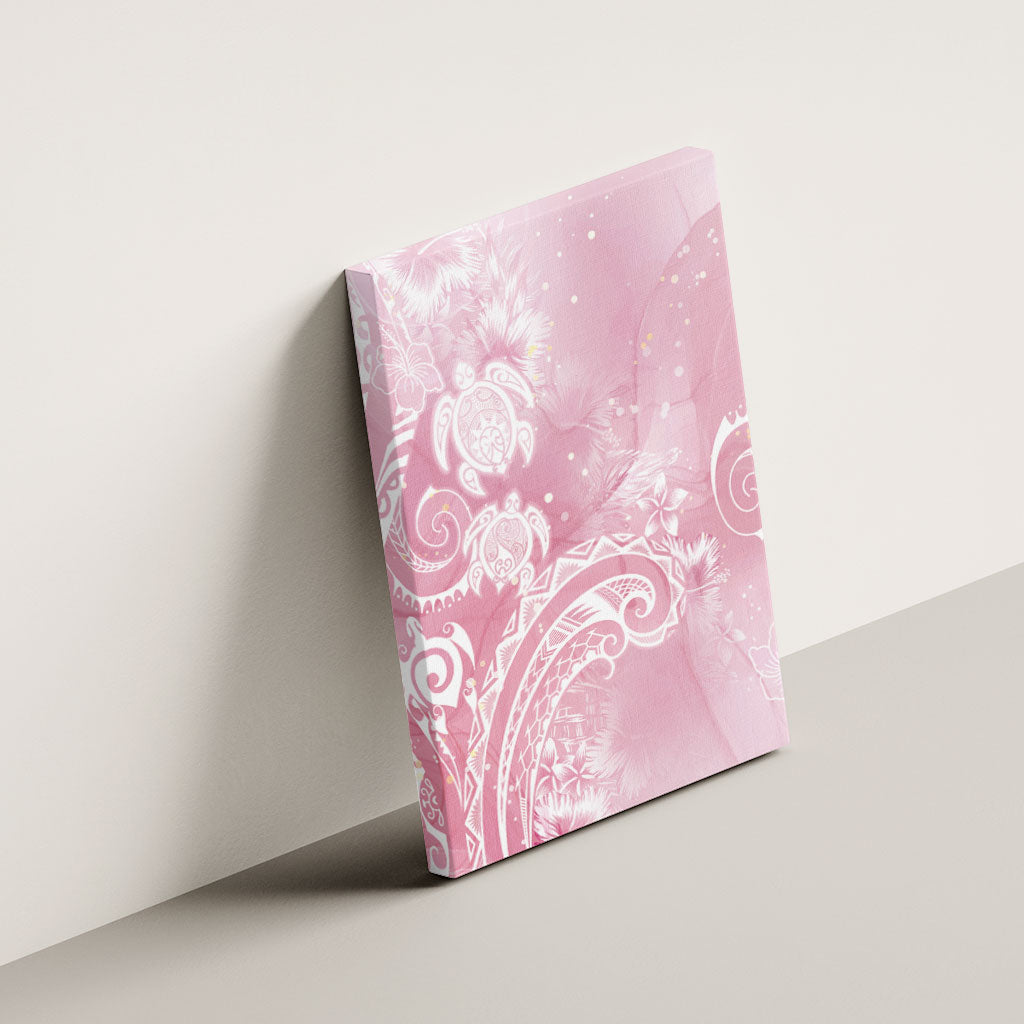 Aloha Hawaii Turtles Floral Canvas Wall Art Pink Marbles Glaze