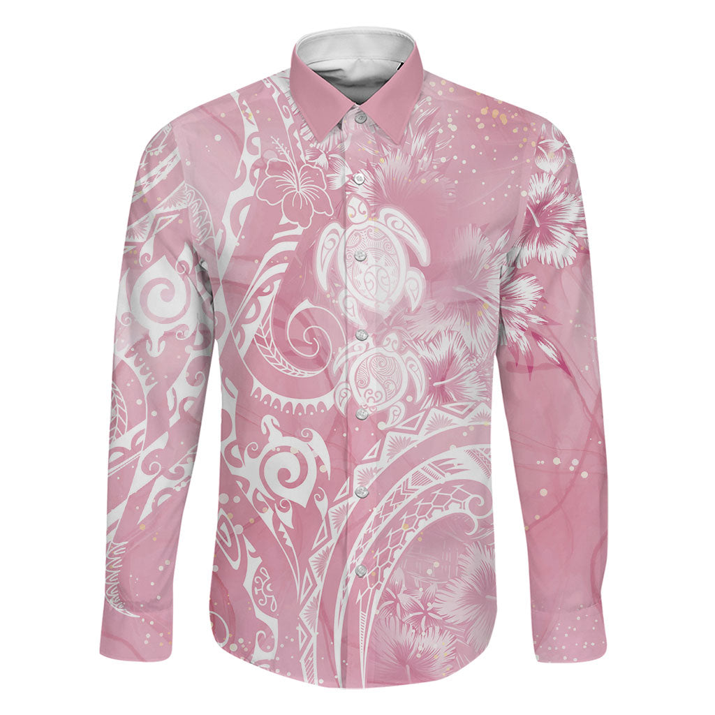 Aloha Hawaii Turtles Floral Family Matching Mermaid Dress and Hawaiian Shirt Pink Marbles Glaze