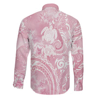 Aloha Hawaii Turtles Floral Family Matching Puletasi and Hawaiian Shirt Pink Marbles Glaze
