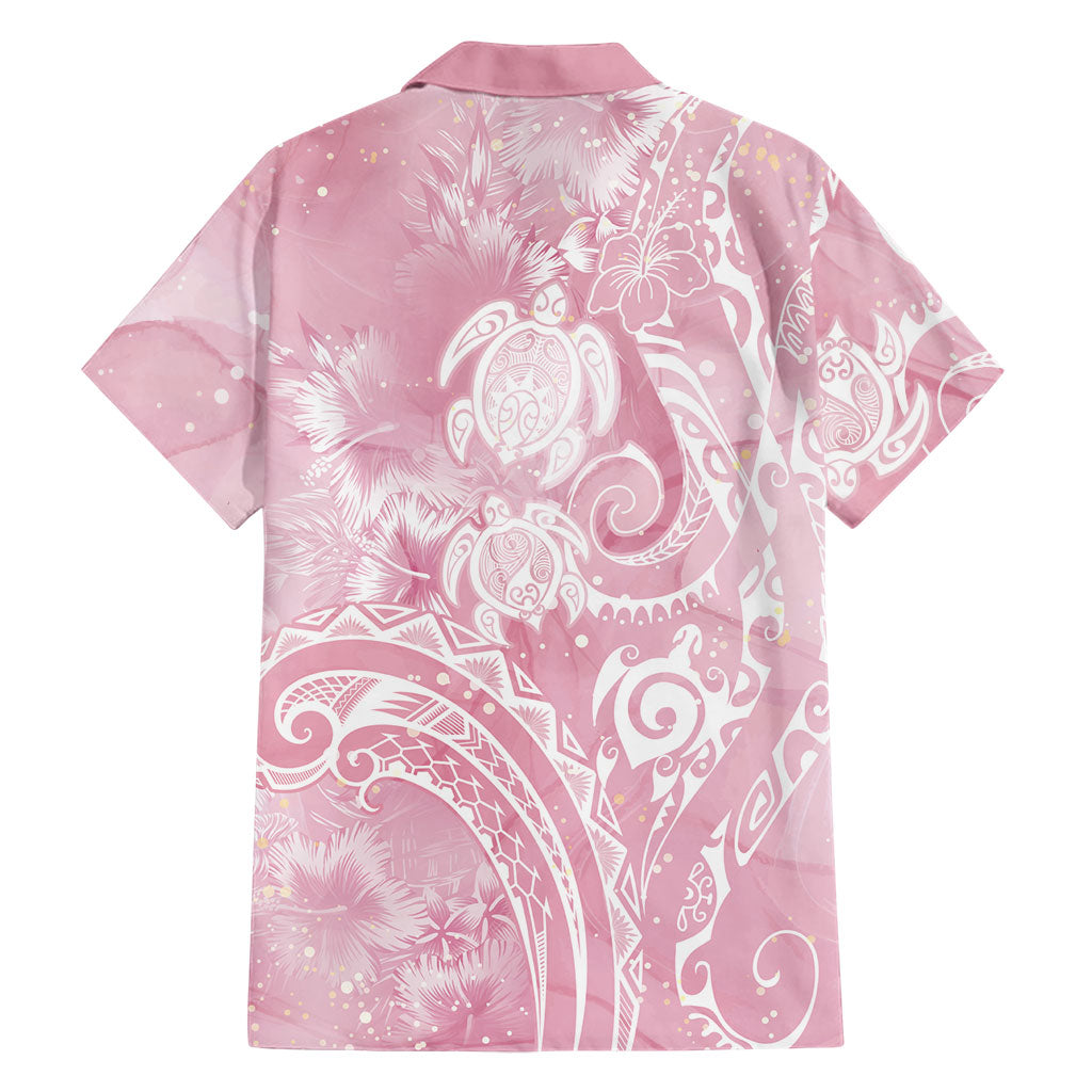 Aloha Hawaii Turtles Floral Family Matching Summer Maxi Dress and Hawaiian Shirt Pink Marbles Glaze