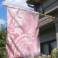 Aloha Hawaii Turtles Floral Garden Flag Pink Marbles Glaze