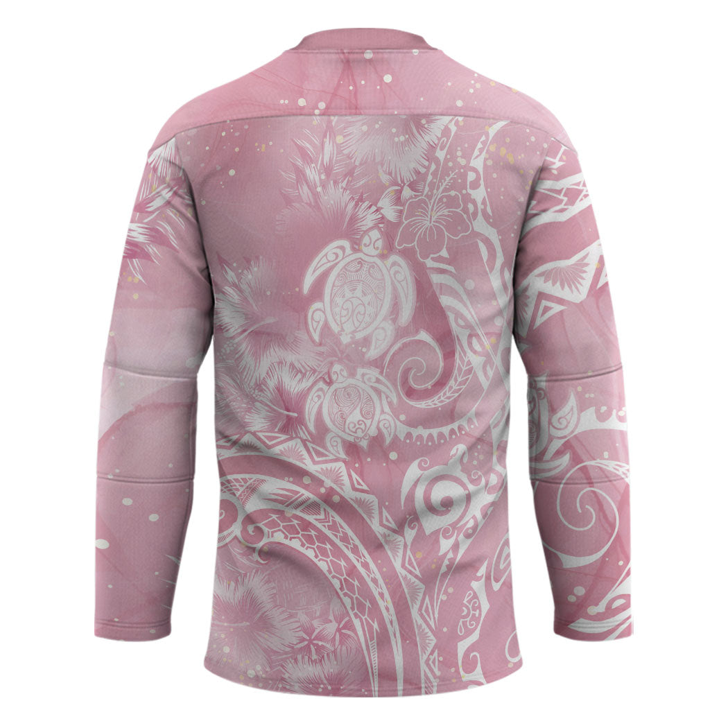 Aloha Hawaii Turtles Floral Hockey Jersey Pink Marbles Glaze