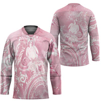 Aloha Hawaii Turtles Floral Hockey Jersey Pink Marbles Glaze