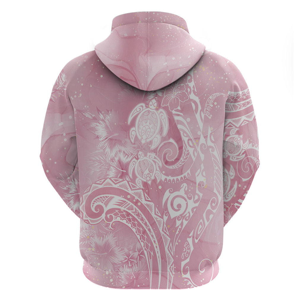 Aloha Hawaii Turtles Floral Hoodie Pink Marbles Glaze