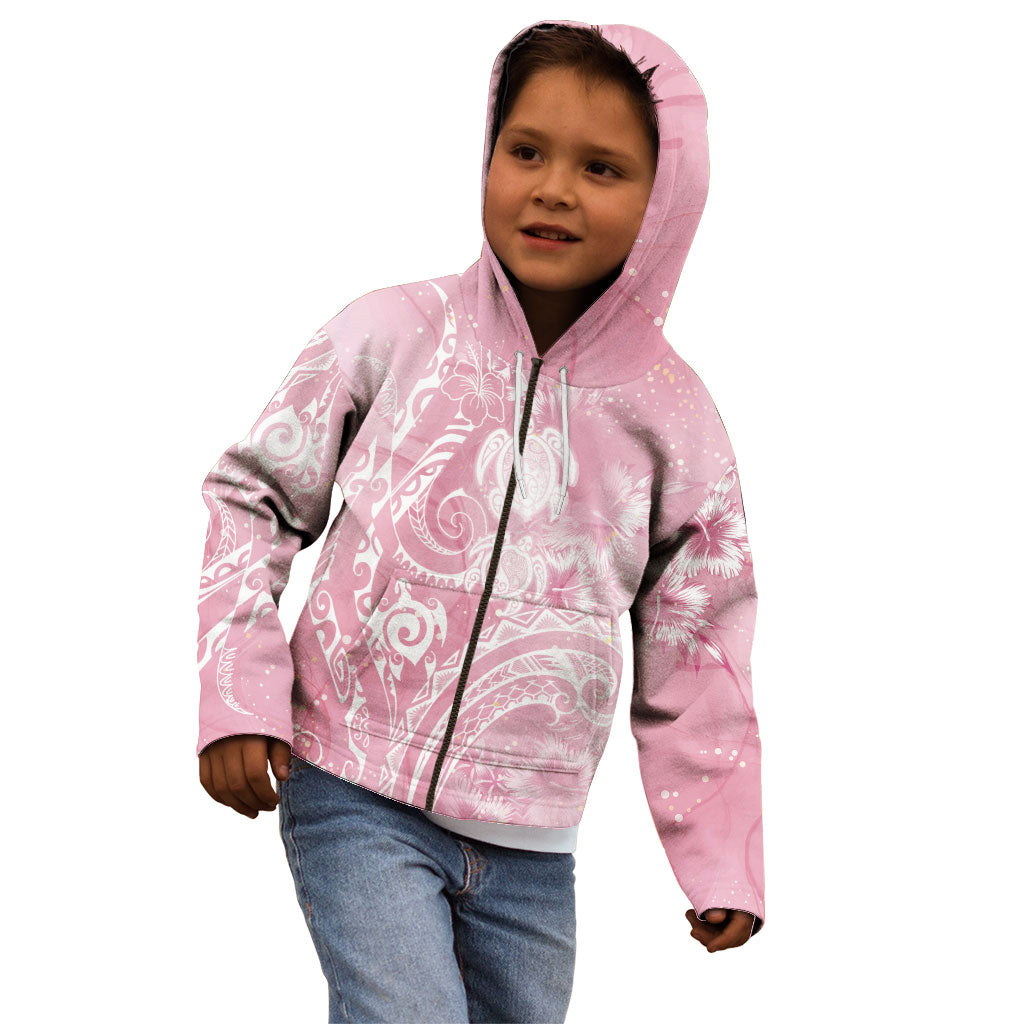 Aloha Hawaii Turtles Floral Kid Hoodie Pink Marbles Glaze