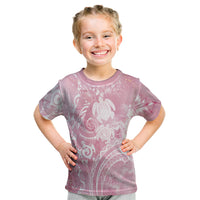 Aloha Hawaii Turtles Floral Kid T Shirt Pink Marbles Glaze