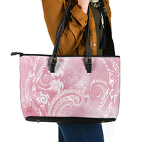 Aloha Hawaii Turtles Floral Leather Tote Bag Pink Marbles Glaze