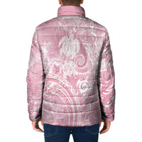 Aloha Hawaii Turtles Floral Padded Jacket Pink Marbles Glaze