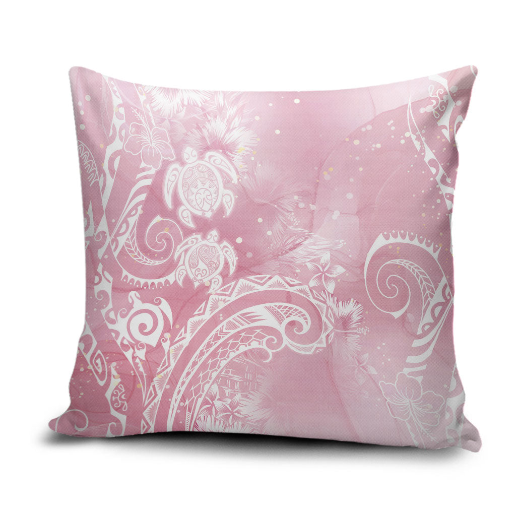 Aloha Hawaii Turtles Floral Pillow Cover Pink Marbles Glaze