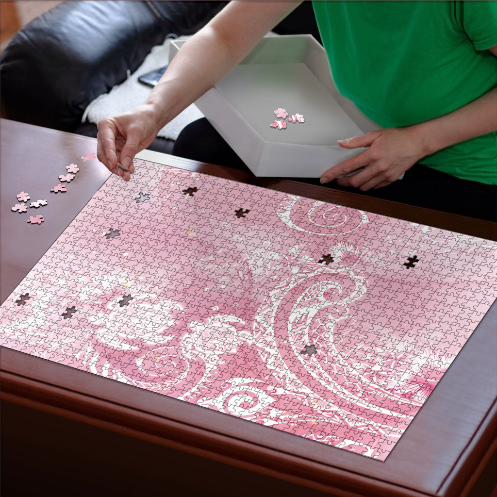 Aloha Hawaii Turtles Floral Puzzle Pink Marbles Glaze